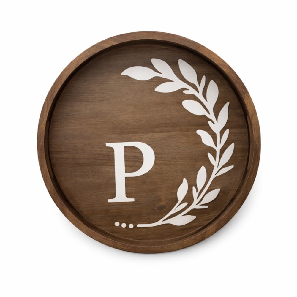 Rustic Brown Monogrammed Tray